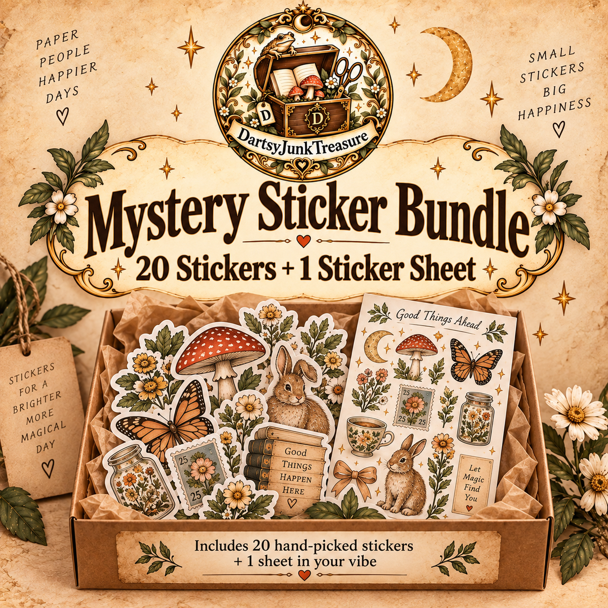 Mystery Sticker Bundle- 20 Stickers+ 1 Sticker Sheet