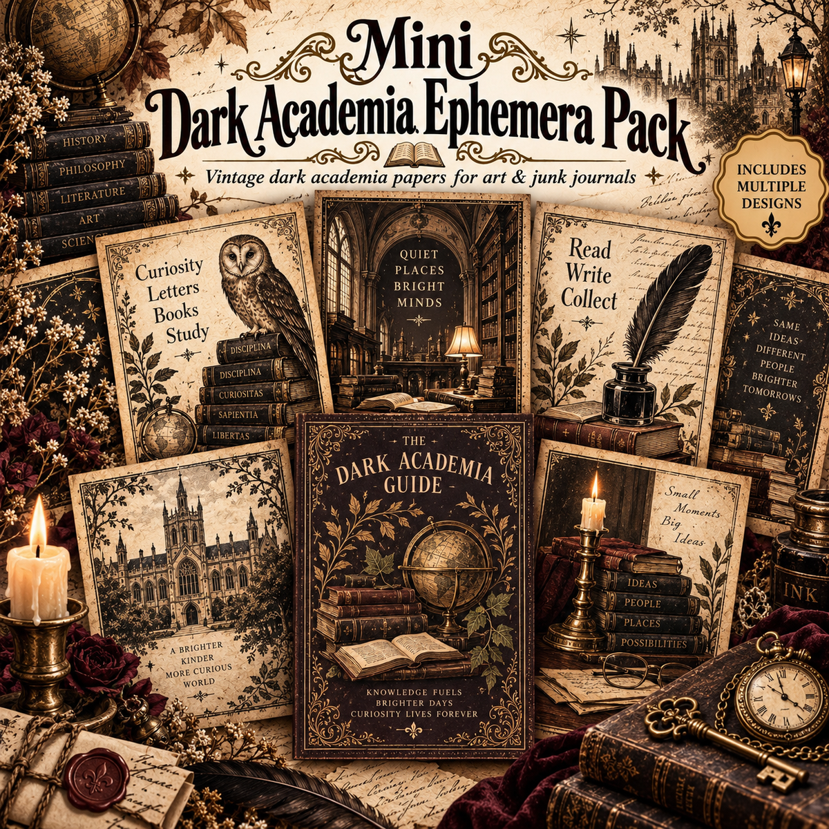New Mini Dark Academia Ephemera Pack